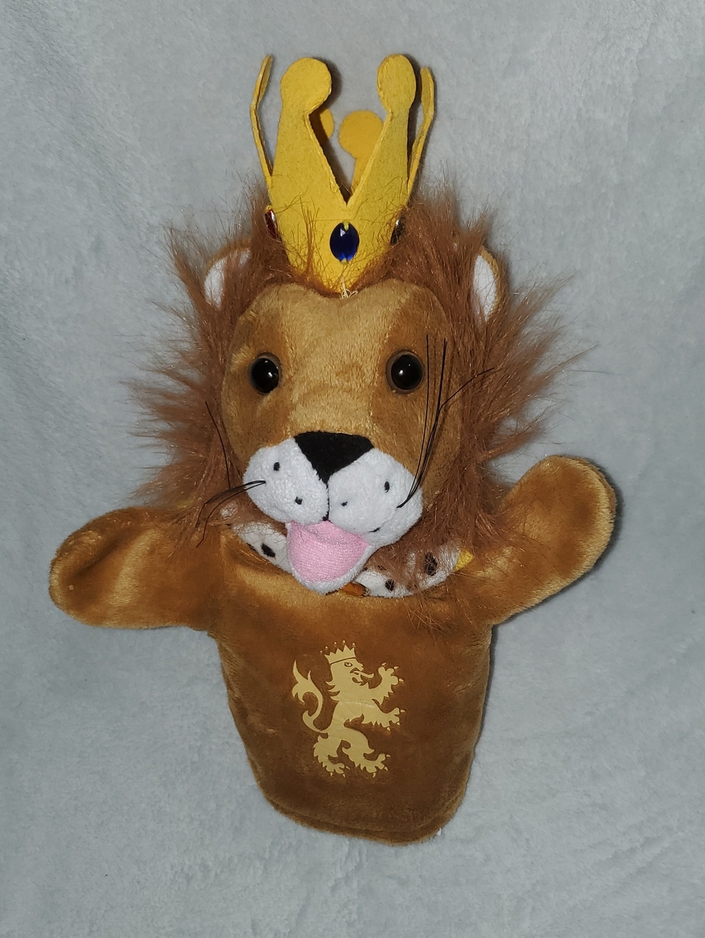 Restoration Hardware Lion Hand Puppet with Yellow Crown